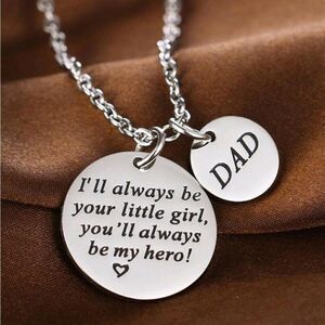 Dad Stainless Steel Silver Necklace Fathers Day Gift